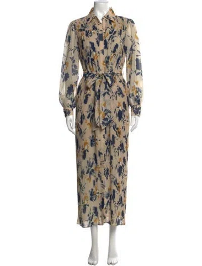 Pre-owned Christy Lynn Floral Print Long Dress In Neutrals