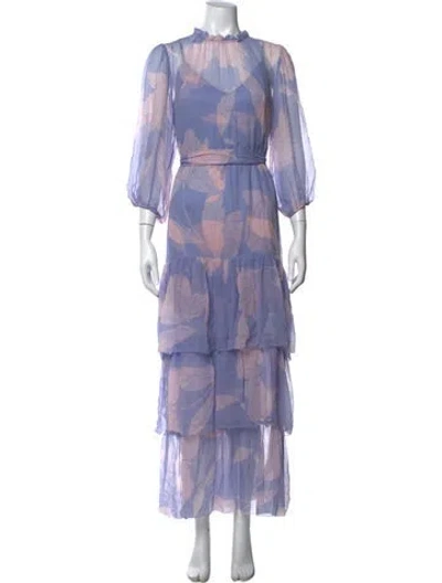 Pre-owned Christy Lynn Floral Print Long Dress In Purple