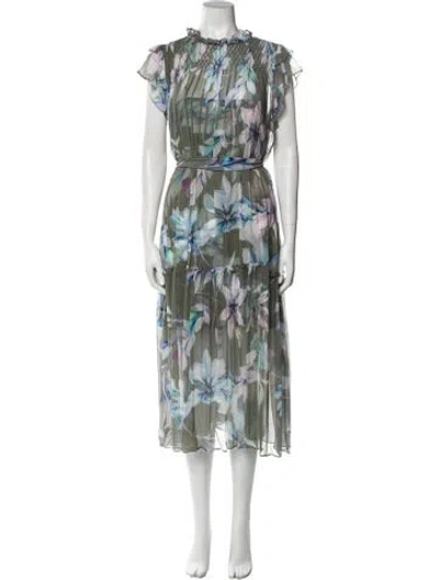 Pre-owned Christy Lynn Floral Print Long Dress W/ Tags In Green