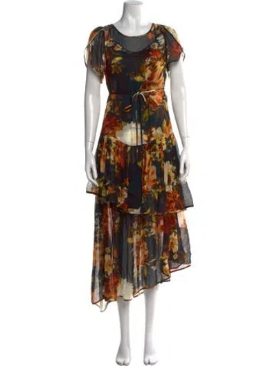 Pre-owned Christy Lynn Floral Print Long Dress W/ Tags In Multicolor