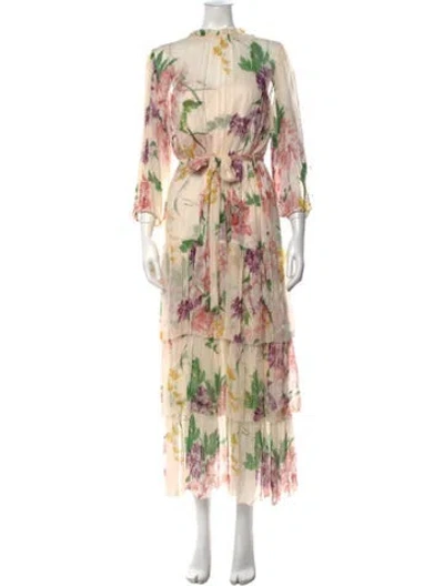 Pre-owned Christy Lynn Floral Print Long Dress W/ Tags In Multicolor