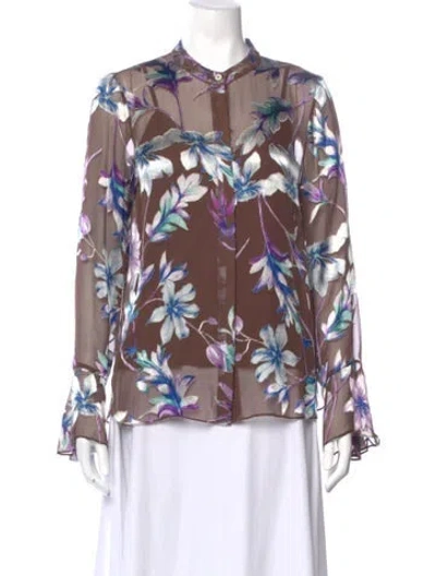Pre-owned Christy Lynn Floral Print Long Sleeve Blouse In Multi