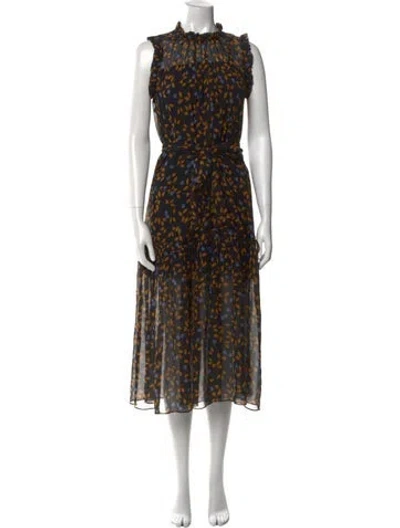 Pre-owned Christy Lynn Floral Print Midi Length Dress In Black