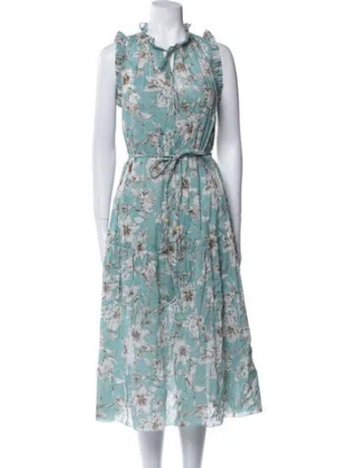 Pre-owned Christy Lynn Floral Print Midi Length Dress In Blue