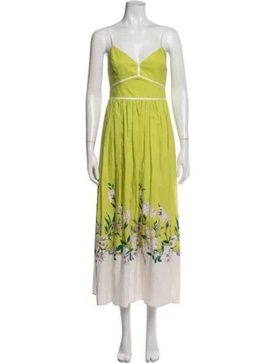Pre-owned Christy Lynn Floral Print Midi Length Dress In Green