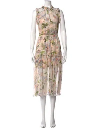 Pre-owned Christy Lynn Floral Print Midi Length Dress In Neutral