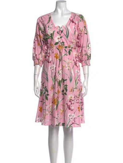 Pre-owned Christy Lynn Floral Print Midi Length Dress In Pink