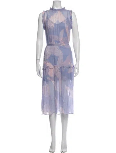 Pre-owned Christy Lynn Floral Print Midi Length Dress In Purple