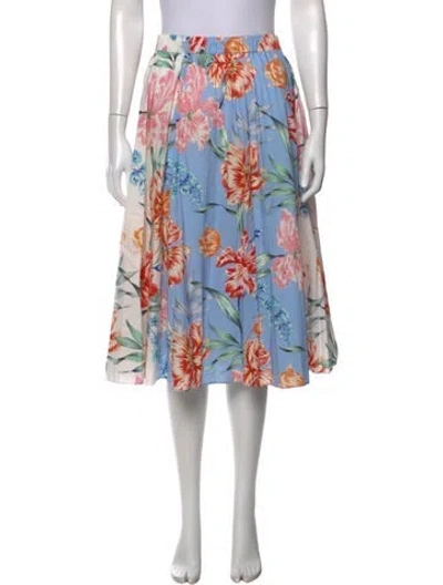 Pre-owned Christy Lynn Floral Print Midi Length Skirt In Blue