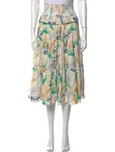 Pre-owned Christy Lynn Floral Print Midi Length Skirt In Neutrals