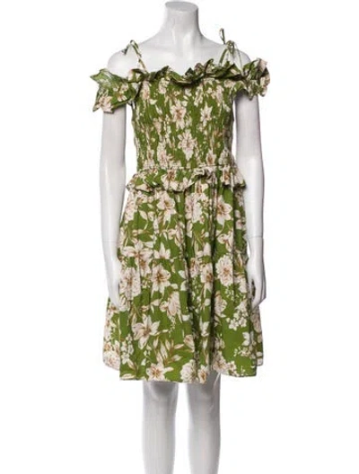 Pre-owned Christy Lynn Floral Print Mini Dress In Green
