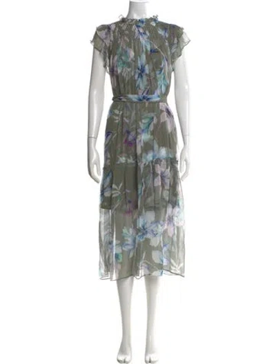 Pre-owned Christy Lynn Floral Print Mini Dress In Green