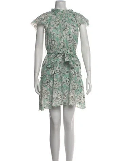 Pre-owned Christy Lynn Floral Print Mini Dress In Green