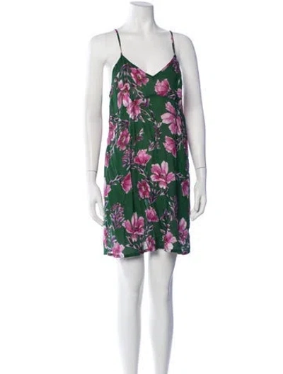Pre-owned Christy Lynn Floral Print Mini Dress In Green