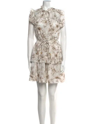 Pre-owned Christy Lynn Floral Print Mini Dress In Neutral