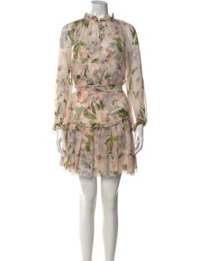 Pre-owned Christy Lynn Floral Print Mini Dress In Neutrals