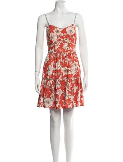 Pre-owned Christy Lynn Floral Print Mini Dress In Red