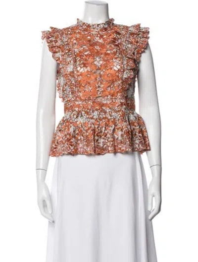 Pre-owned Christy Lynn Floral Print Mock Neck Top In Multicolor