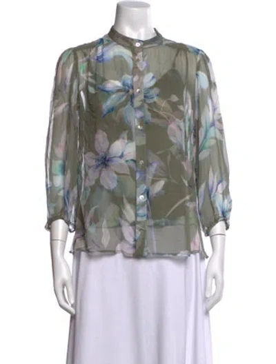 Pre-owned Christy Lynn Floral Print Three-quarter Sleeve Blouse In Multicolor