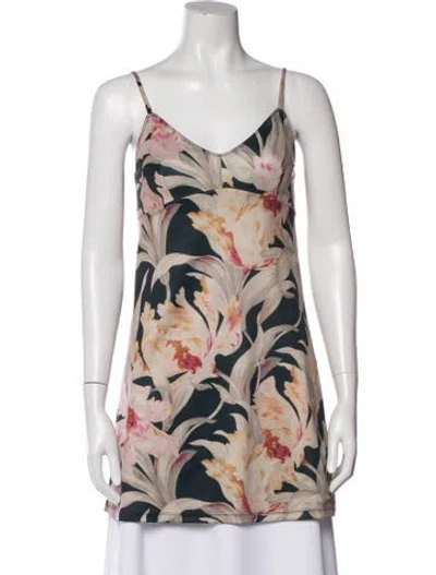 Pre-owned Christy Lynn Floral Print V-neck Top In Neutral