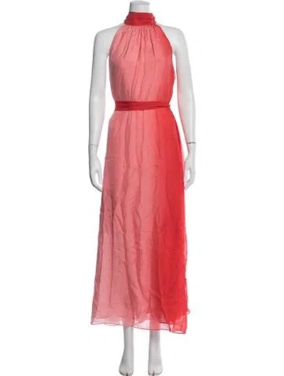Pre-owned Christy Lynn Halterneck Long Dress In Pink