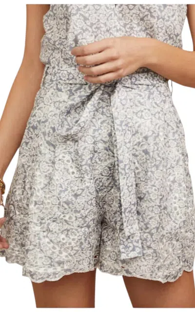 Christy Lynn High Rise Shorts In Indigo-grey Scroll In Gray