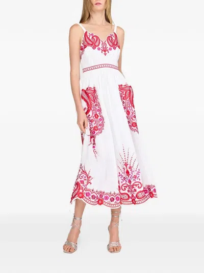 Christy Lynn Holly Floral-embroidered Midi Dress In White