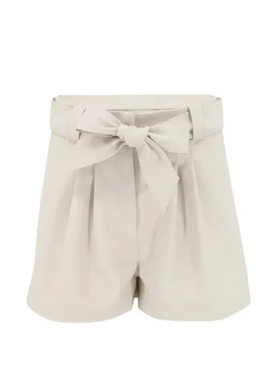 Christy Lynn Indigo Bow-belt Shorts In Neutral