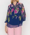 Christy Lynn Karla Blouse In Monarch Navy In Multi