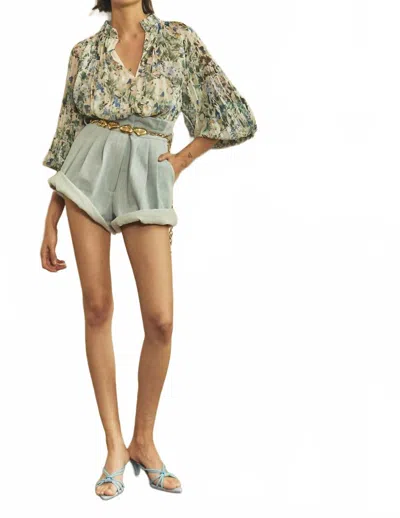 Christy Lynn Karla Pleated Chiffon Blouse In Bluebell