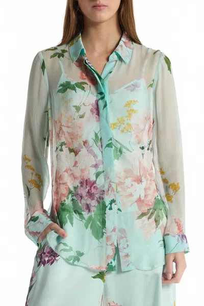 Christy Lynn Klein Button Down Top In Mint Tranquility In Multi