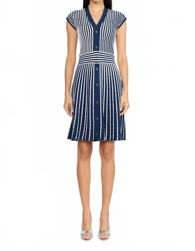 Christy Lynn Kris Dress In Pinstripe Navy In Multi