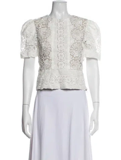 Pre-owned Christy Lynn Lace Pattern Crew Neck Top W/ Tags In Multicolor