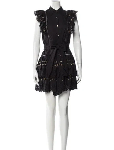 Pre-owned Christy Lynn Lace Pattern Knee-length Dress In Black