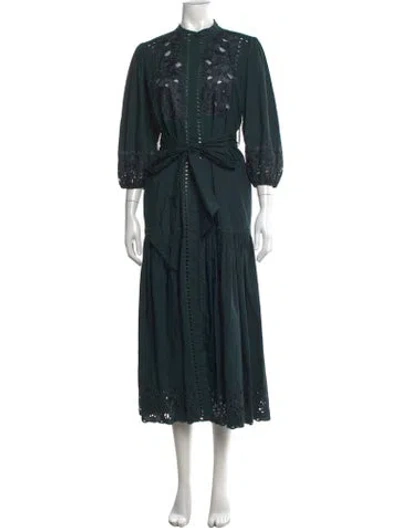 Pre-owned Christy Lynn Lace Pattern Long Dress In Green