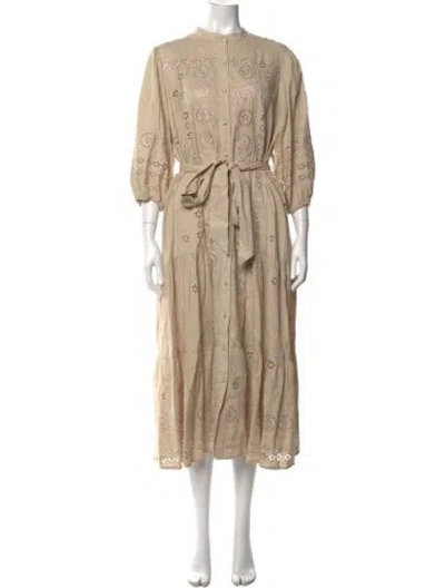 Pre-owned Christy Lynn Lace Pattern Long Dress In Neutrals