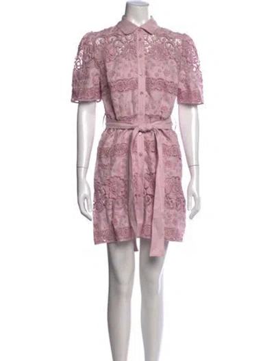 Pre-owned Christy Lynn Lace Pattern Mini Dress In Pink