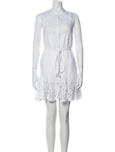 Pre-owned Christy Lynn Lace Pattern Mini Dress In White