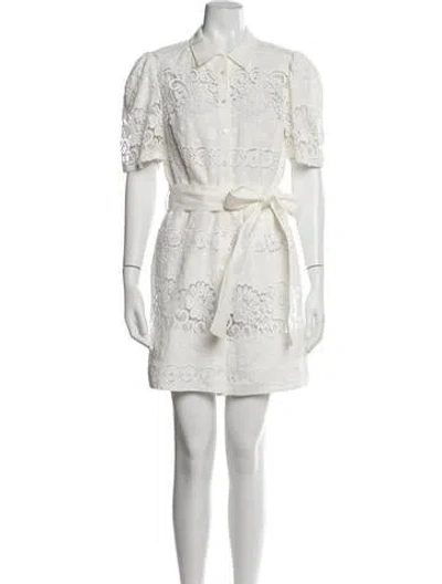 Pre-owned Christy Lynn Lace Pattern Mini Dress In White