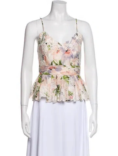 Pre-owned Christy Lynn Linen Floral Print Blouse In Multi