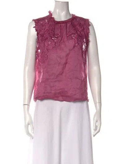 Pre-owned Christy Lynn Linen Floral Print Top In Pink