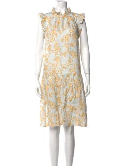 Pre-owned Christy Lynn Linen Knee-length Dress In Blue