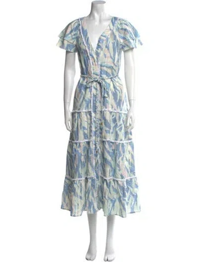 Pre-owned Christy Lynn Linen Long Dress In Blue