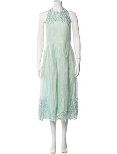 Pre-owned Christy Lynn Linen Long Dress In Green