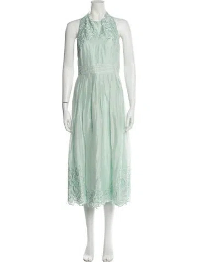 Pre-owned Christy Lynn Linen Long Dress In Green