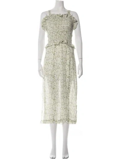 Pre-owned Christy Lynn Linen Long Dress In Green