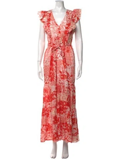 Pre-owned Christy Lynn Linen Long Dress In Multicolor