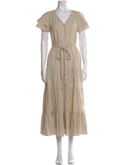 Pre-owned Christy Lynn Linen Long Dress In Neutral