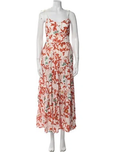 Pre-owned Christy Lynn Linen Long Dress In Orange