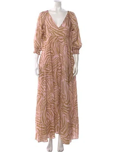 Pre-owned Christy Lynn Linen Long Dress In Pink